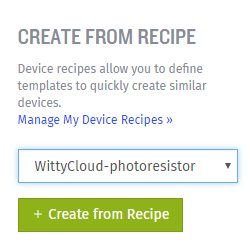 Losant device create from recipe