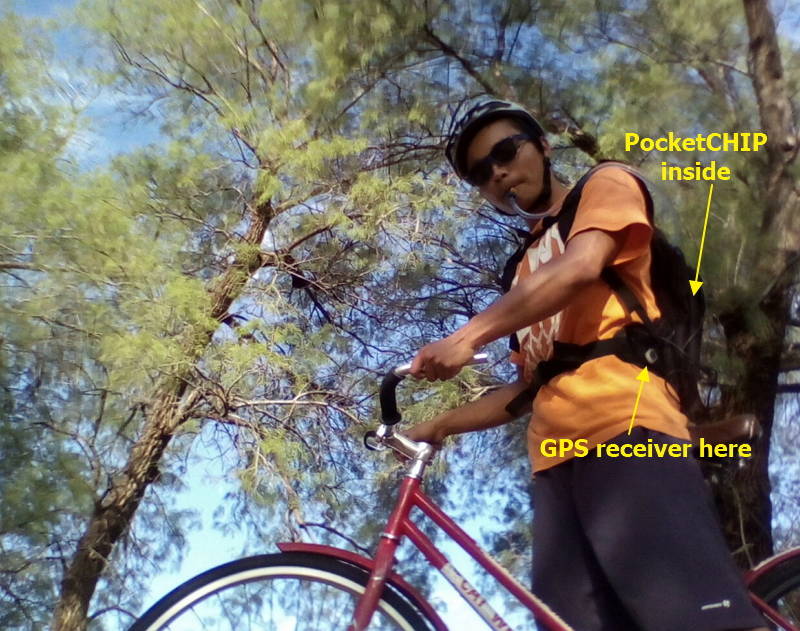 bike ride with PocketCHIP and GPS receiver