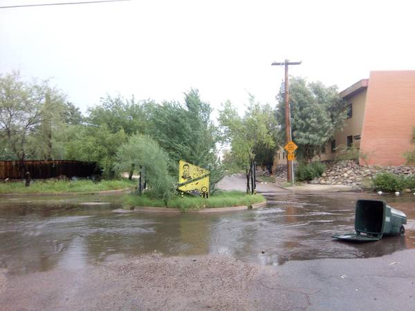 trashcan washed away, Dunbar Spring Neighborhood, Aug 10, 2017