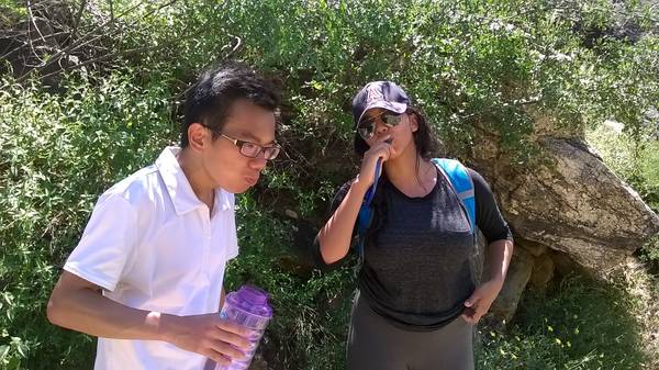 get hydrated on the hike to Seven Falls, 27AUG2017