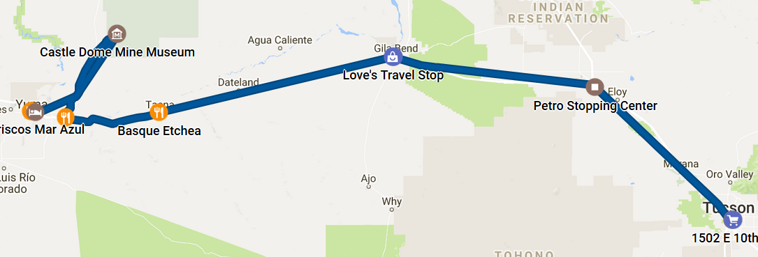 Feb 11 timeline as recorded by Google Maps