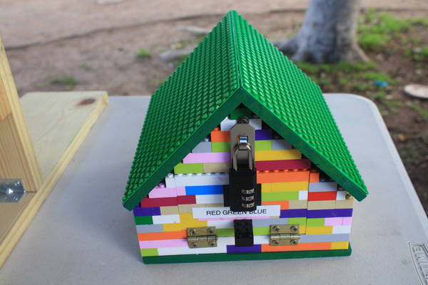 a gadget cache made from LEGO bricks