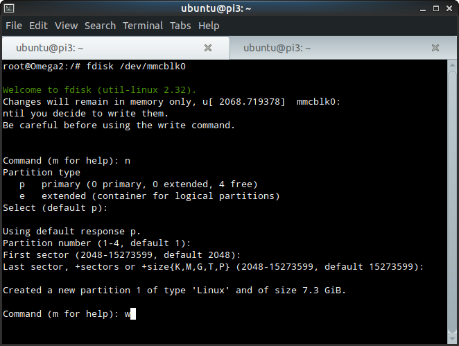 create partition with fdisk