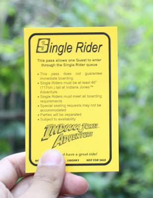 Disneyland single rider pass, 2011-12-25