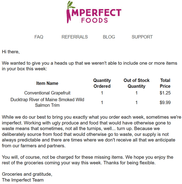 A slight change in your Imperfect box this week