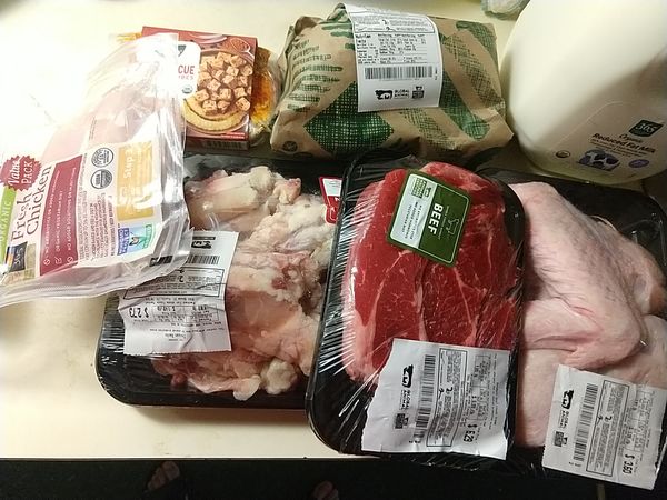 Whole Foods Market, 2020-04-28, chicken, beef, tofu, and milk