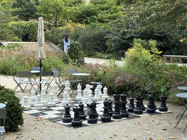 chess board at Rodin Museum courtyard